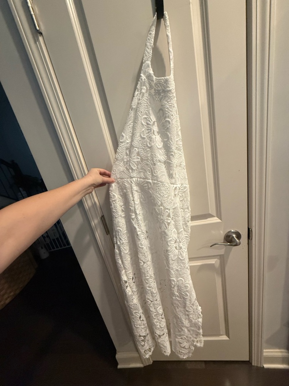 SHEIN White Floral Lace Halter Midi Dress - Picture 2 of 3